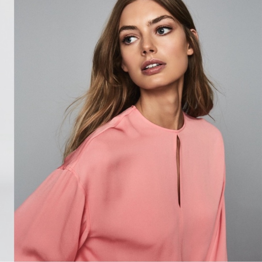 Reiss Alana Long Sleeve Keyhole Blouse